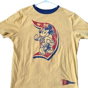 Vintage Style Mickey Mouse T-Shirt 1955 Pennant Reversible Yellow Blue